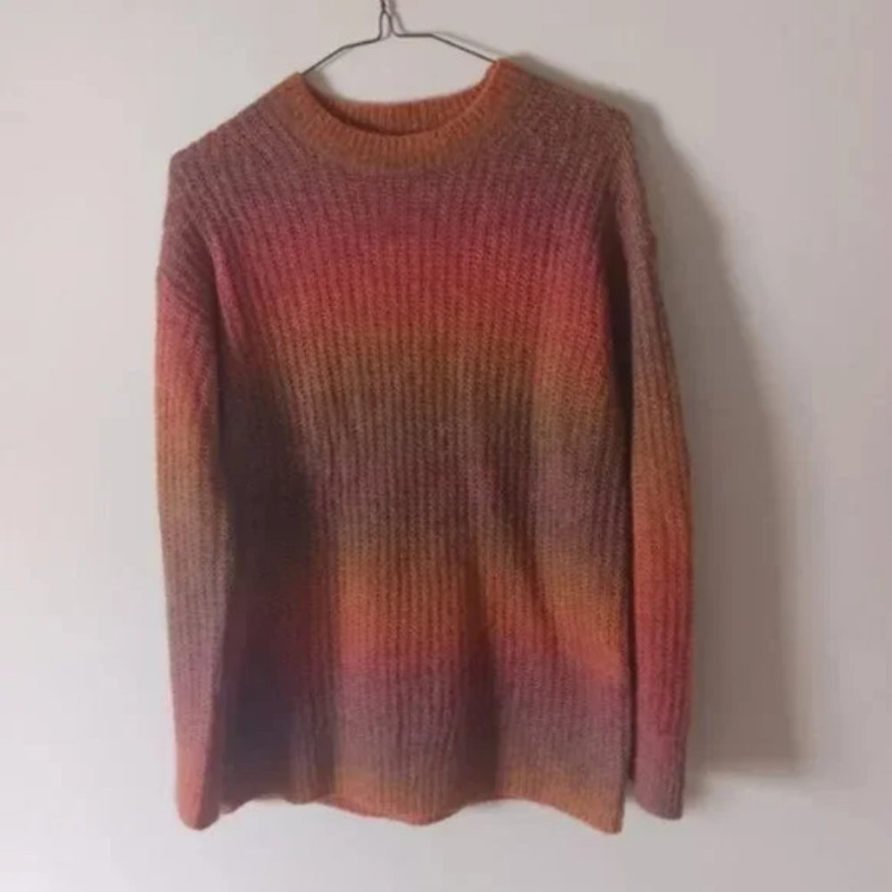 Aritzia Wilfred Free Cosmic Crew Neck Sweater Orange Ombre Alpaca blend